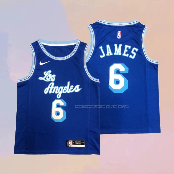 Camiseta Los Angeles Lakers LeBron James NO 6 Hardwood Classic 2021-2022 Azul